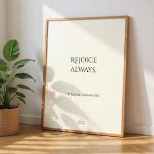 Rejoice always – Motivational Poster, Christian Wall Art, 1 Thessalonians 5:16, Bible quote