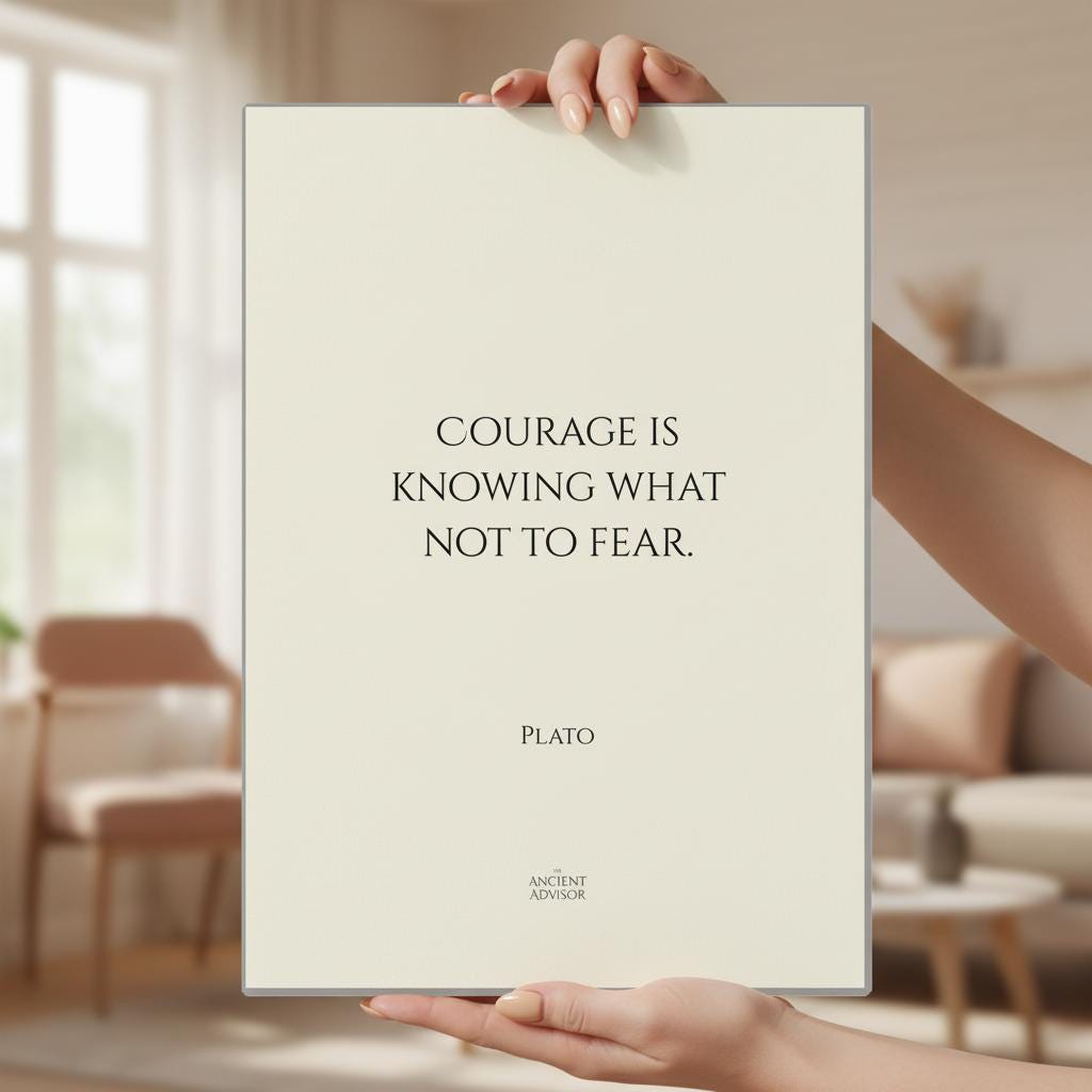 Courage is knowing what not to fear – Inspirational Plato poster – philosophy art