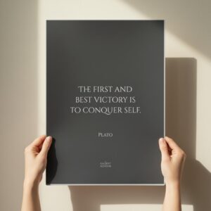 The first and best victory is to conquer self – motivational Plato poster – Philosophical art