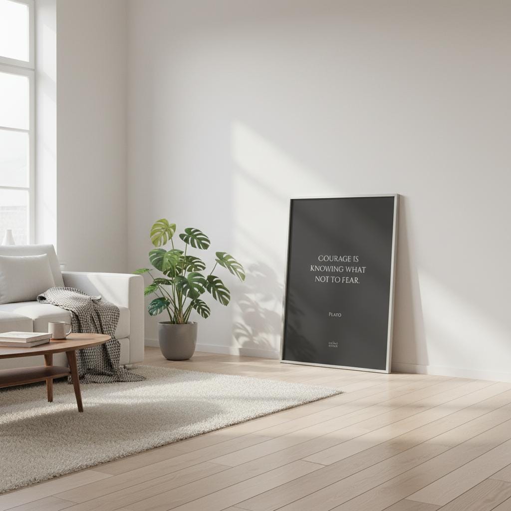 Courage is knowing what not to fear – Inspirational Plato poster – philosophy art - Image 3