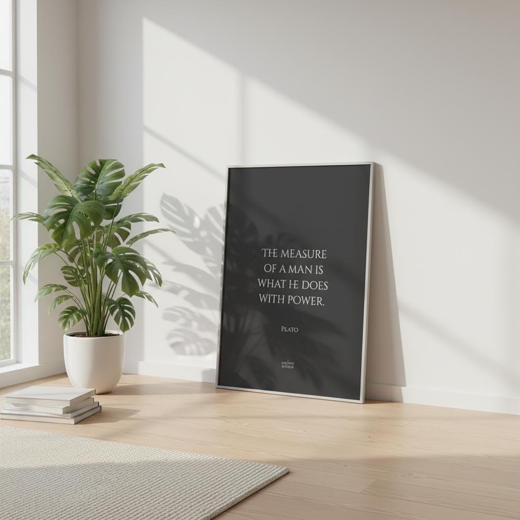The measure of a man is what he does with power – motivational Plato poster – Philosophical art - Image 4